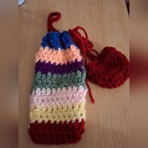Colorful Crochet  Pouch Set With Airpod Case
